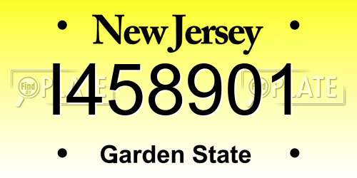 I458901 New Jersey License Plate