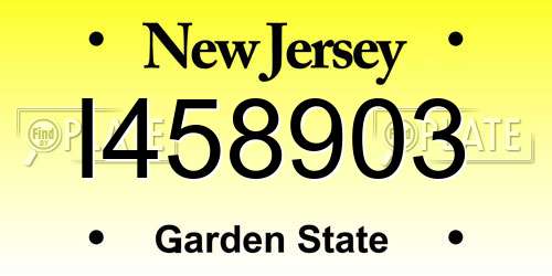 I458903 New Jersey License Plate