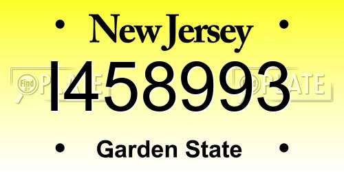 I458993 New Jersey License Plate