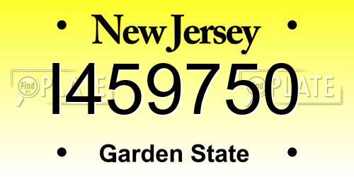 I459750 New Jersey License Plate
