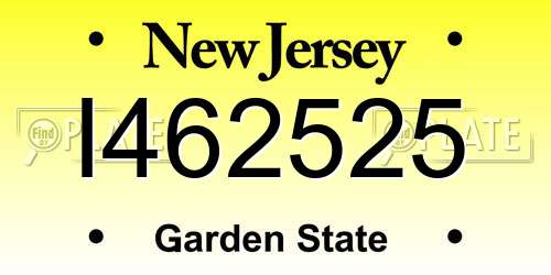 I462525 New Jersey License Plate