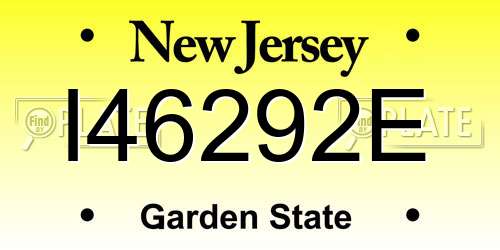 I46292E New Jersey License Plate