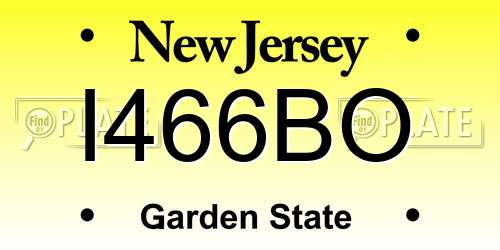 I466BO New Jersey License Plate