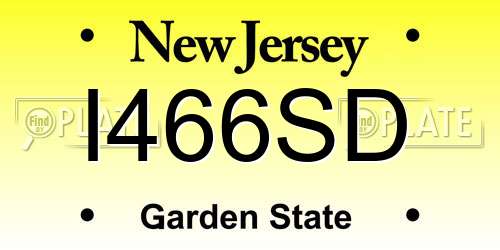 I466SD New Jersey License Plate