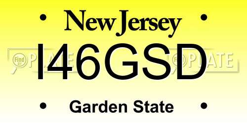 I46GSD New Jersey License Plate