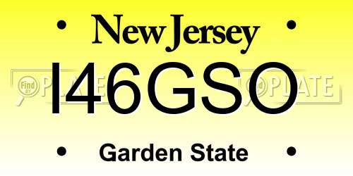 I46GSO New Jersey License Plate
