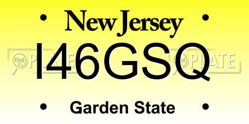 I46GSQ New Jersey License Plate