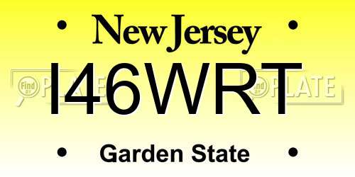 I46WRT New Jersey License Plate