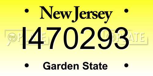 I470293 New Jersey License Plate