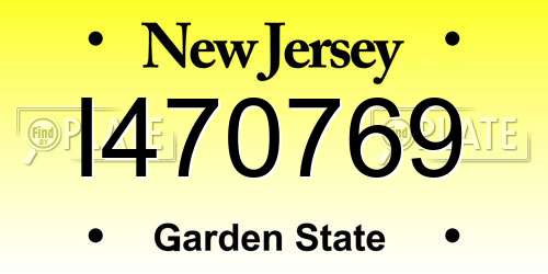 I470769 New Jersey License Plate