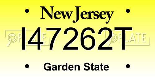 I47262T New Jersey License Plate