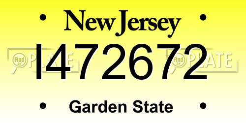 I472672 New Jersey License Plate
