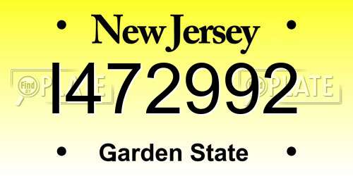I472992 New Jersey License Plate