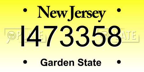 I473358 New Jersey License Plate