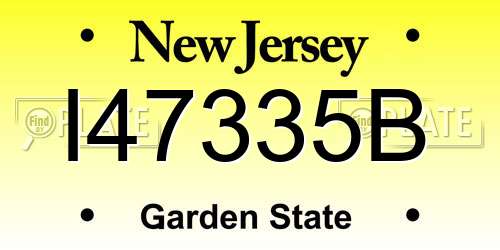 I47335B New Jersey License Plate