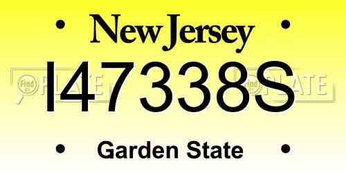 I47338S New Jersey License Plate