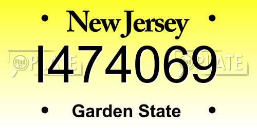 I474069 New Jersey License Plate