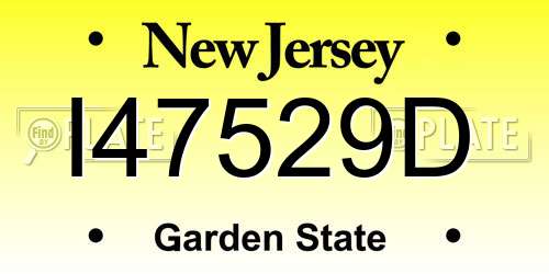 I47529D New Jersey License Plate