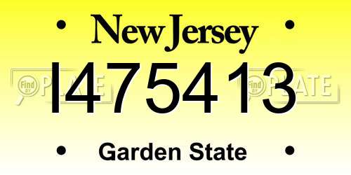 I475413 New Jersey License Plate
