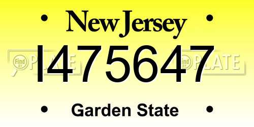 I475647 New Jersey License Plate