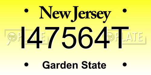 I47564T New Jersey License Plate