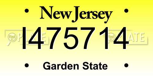 I475714 New Jersey License Plate