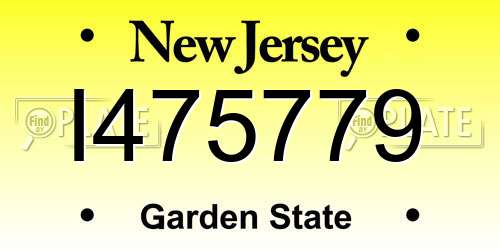 I475779 New Jersey License Plate