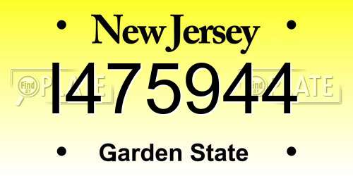 I475944 New Jersey License Plate