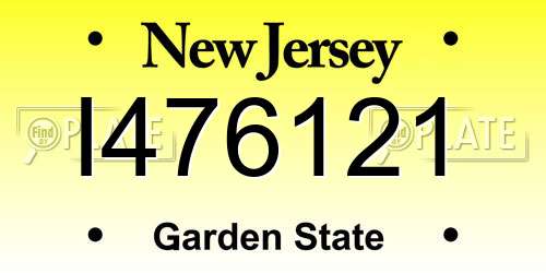 I476121 New Jersey License Plate