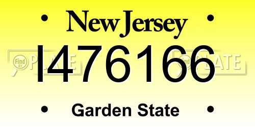 I476166 New Jersey License Plate