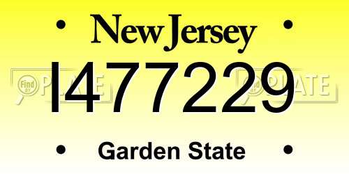 I477229 New Jersey License Plate