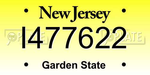 I477622 New Jersey License Plate