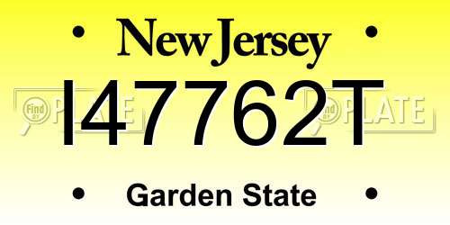I47762T New Jersey License Plate