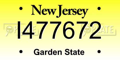 I477672 New Jersey License Plate