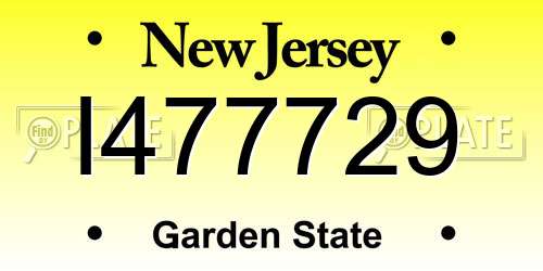 I477729 New Jersey License Plate