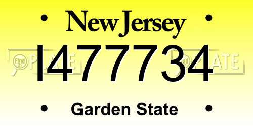 I477734 New Jersey License Plate