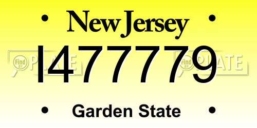 I477779 New Jersey License Plate