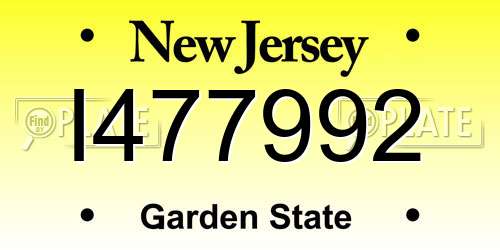 I477992 New Jersey License Plate