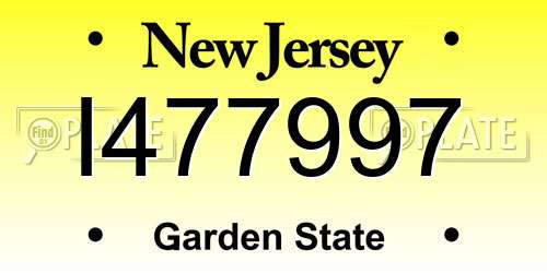 I477997 New Jersey License Plate