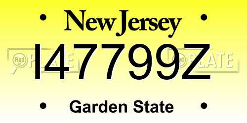 I47799Z New Jersey License Plate