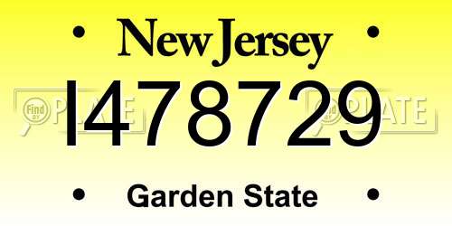 I478729 New Jersey License Plate