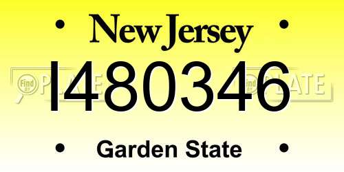 I480346 New Jersey License Plate