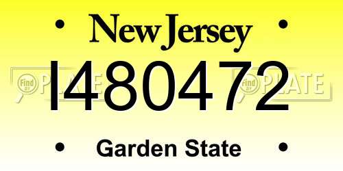 I480472 New Jersey License Plate