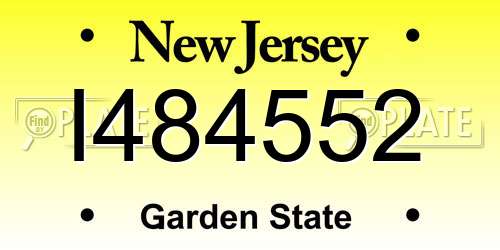 I484552 New Jersey License Plate