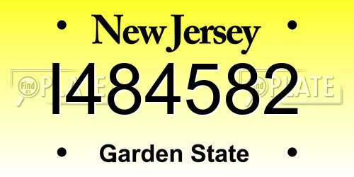 I484582 New Jersey License Plate