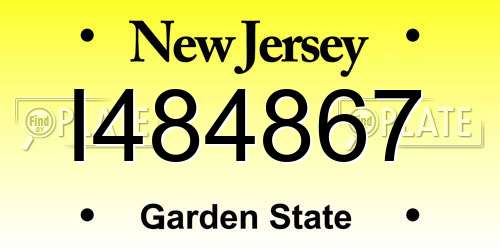 I484867 New Jersey License Plate