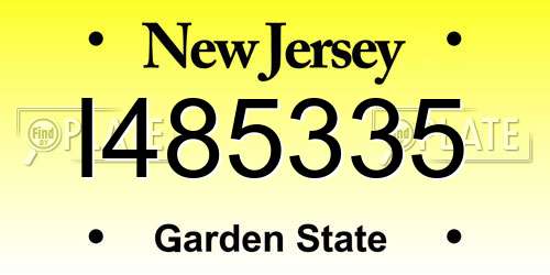 I485335 New Jersey License Plate