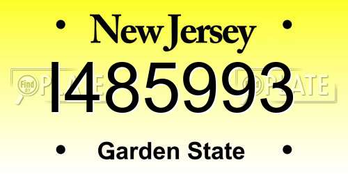 I485993 New Jersey License Plate