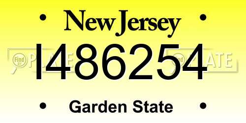I486254 New Jersey License Plate