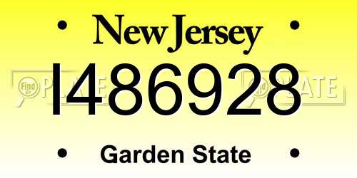 I486928 New Jersey License Plate